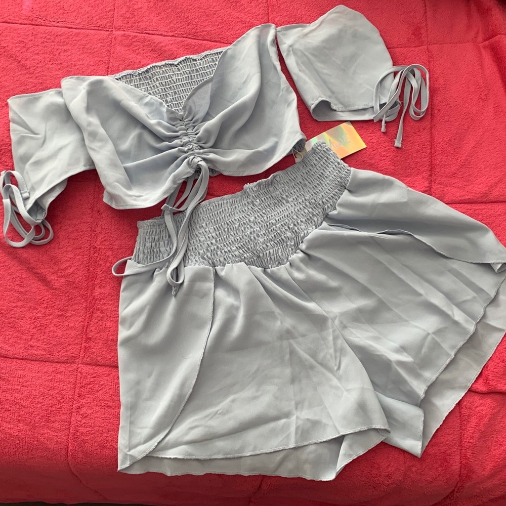 Light blue two piece romper